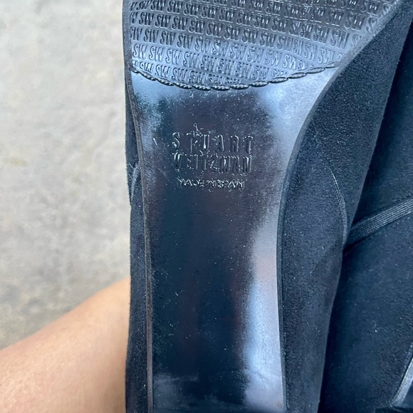 Stuart Weitzman Suede Corral Ankle Heels Black size 9 - Picture 6 of 8